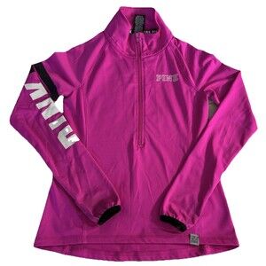 PINK Victoria Secrets Sweatshirt Womens XS Hot Pink Long Sleeve 1/4 Zip Stretch